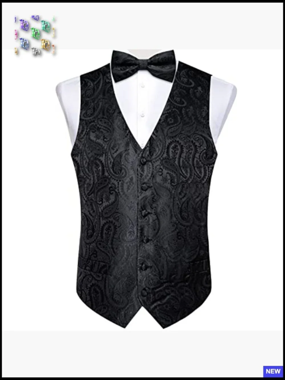 Silk Jacquard Vest Set Formal Classic Elegant Wedding Party Tuxedo 5PCS